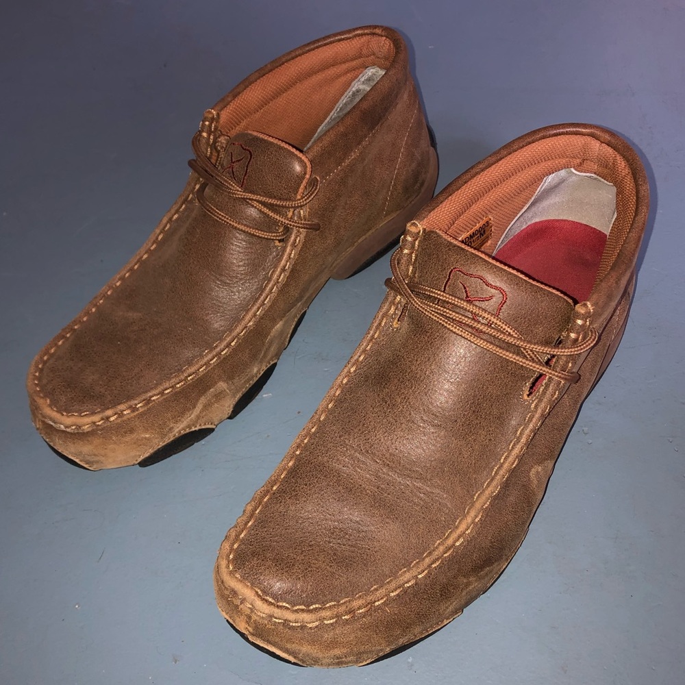 Twisted X Bomber Leather Lace Up Driving Moccasins